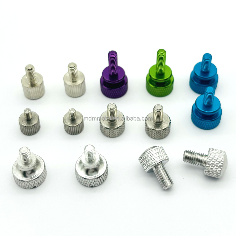Colorful Custom Screw Machining CNC Spare Parts Hardened Metals M3 Knurled Hand Drive Screws