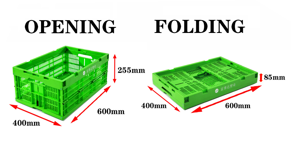 Plastic Foldable Collapsible Crate Storing Fruits Vegetables Stackable Utility