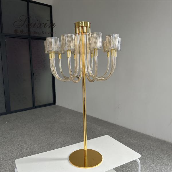 New Designs Crystal Candle Holder Wedding Decor Supplies Gold 10 Arms Candelabra