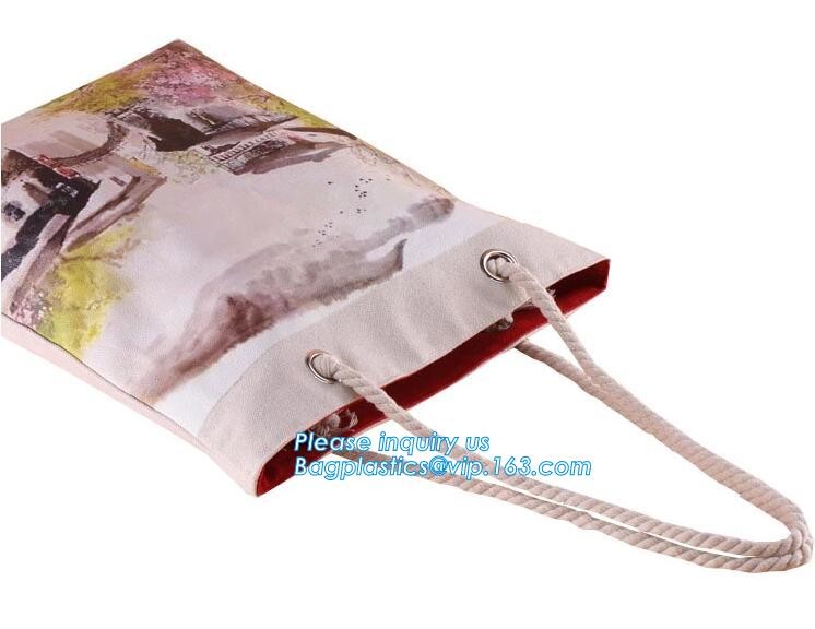 100% recycled organic cotton canvas calico drawstring bag with printing,custom print canvas cloth tote bags with printed