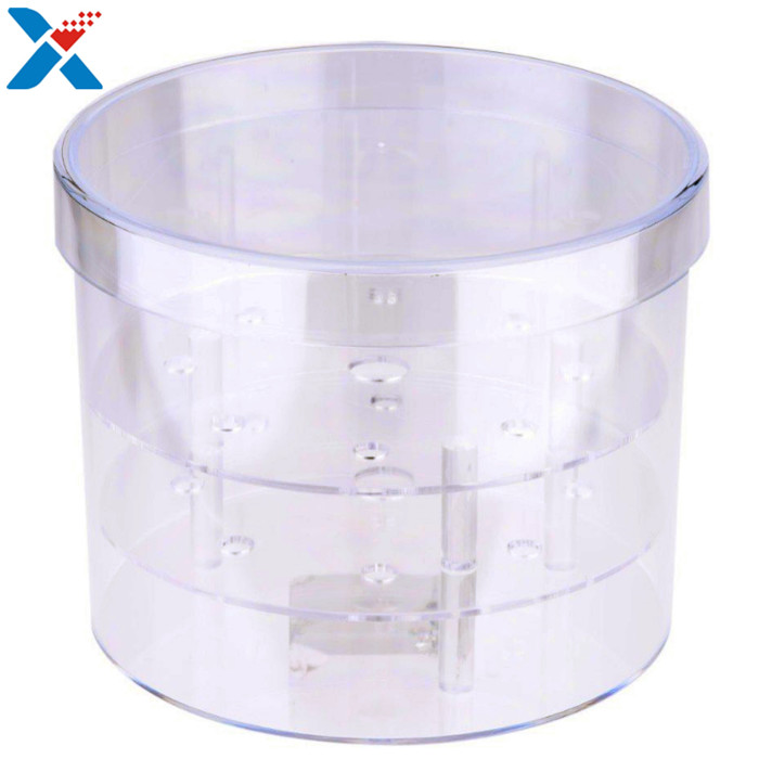 Waterproof Acrylic Flower Box Makeup Organizer Holder Round Shape ROHS Approval