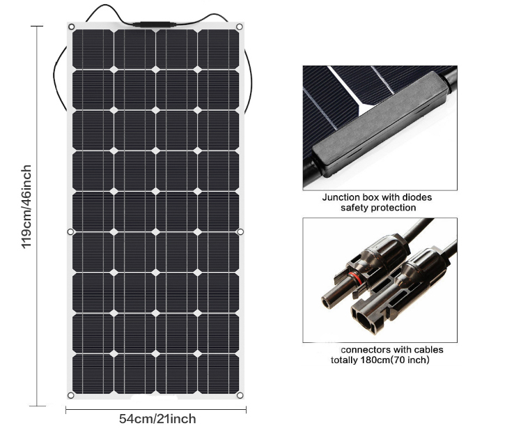 18V 36V 72V 150W To 350W Flexible Solar Panels Customized Size