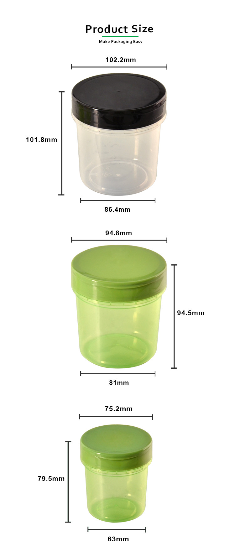 8oz 16oz 20oz Empty Plastic PP Cosmetic Cream Jar Packaging With Lock Flip Cap