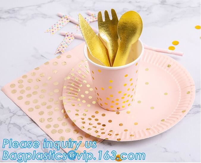 Party supplies, custom printing table rose gold paper biodegradable dinner disposable plate,Compostable Eco Friendly Env