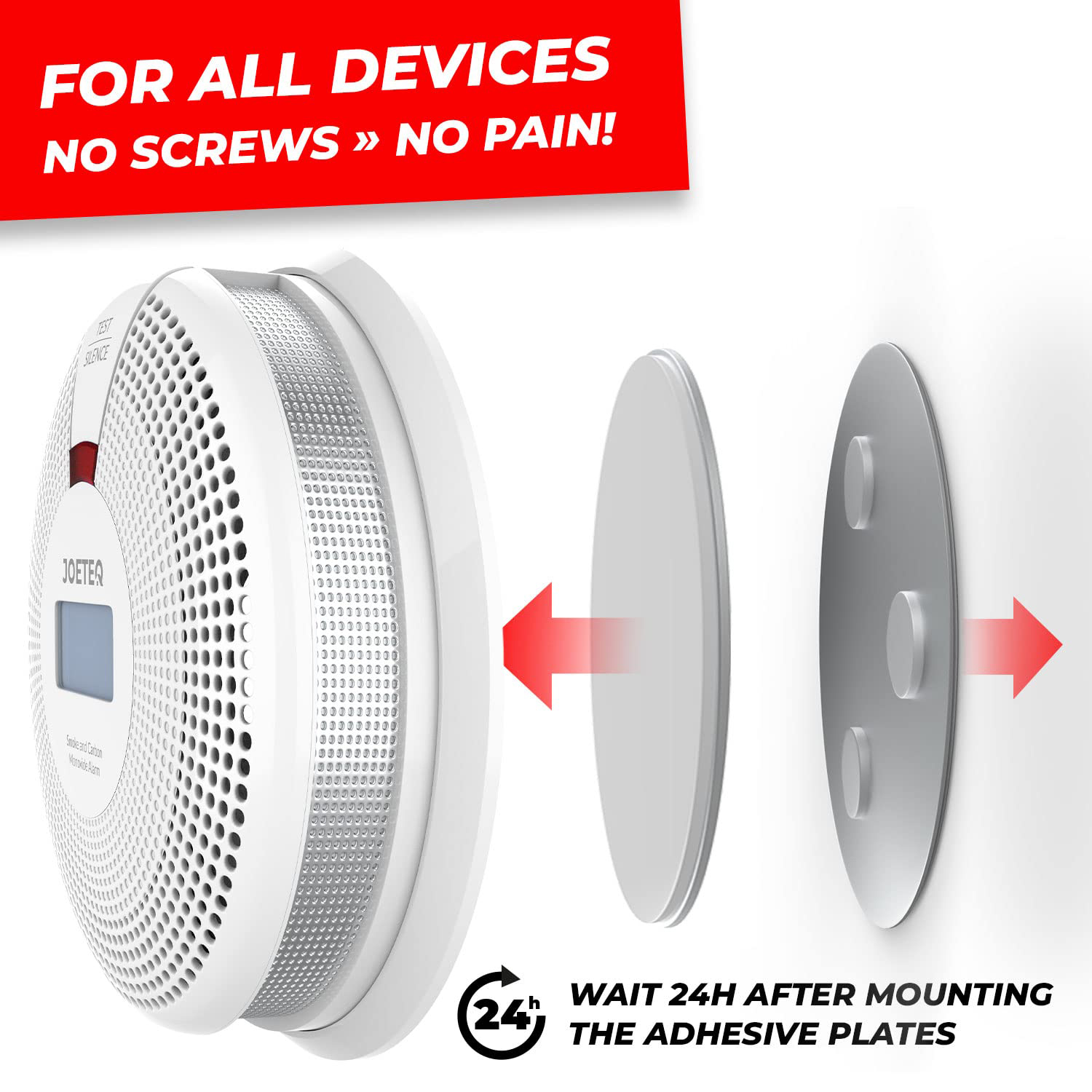 Nickel Coated Smoke Detector Mounting Kit for Fire House Alarms without Drilling