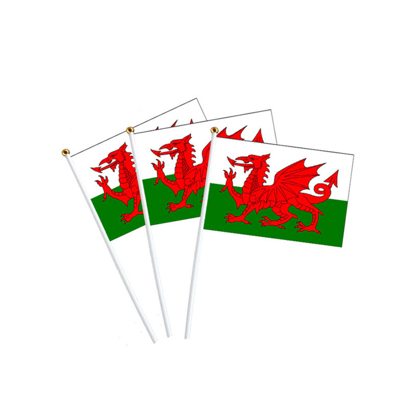 Personalised Hand Waver Flags Knitted Polyester With White Pole