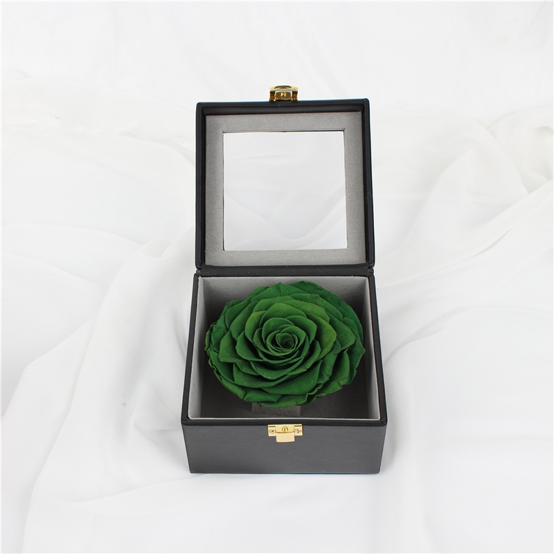 Green Forever Rose In A Box , Elegant Square Everlasting Roses In A Box