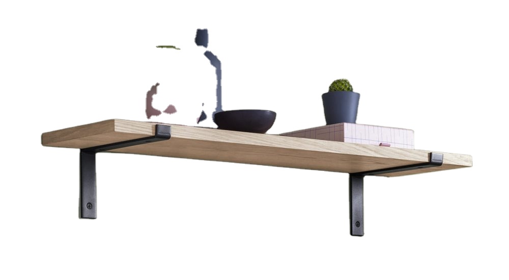 Garage and Kitchen Floating Shelves Hardware Heavy Duty Black Metal Brackets with Lip