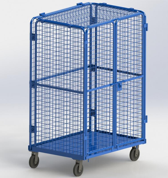 Logistics Laundry Rolling Container Cart Metal Steel With Door Lock 