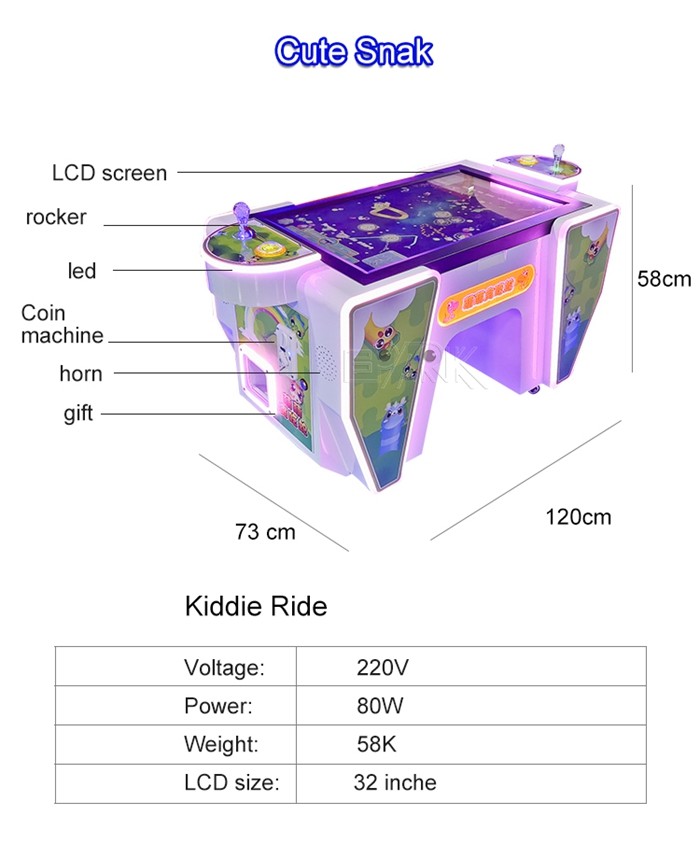 Fun Two Player Arcade Amusement Game Machines Cute Snake Cards Or Lottery Tickets