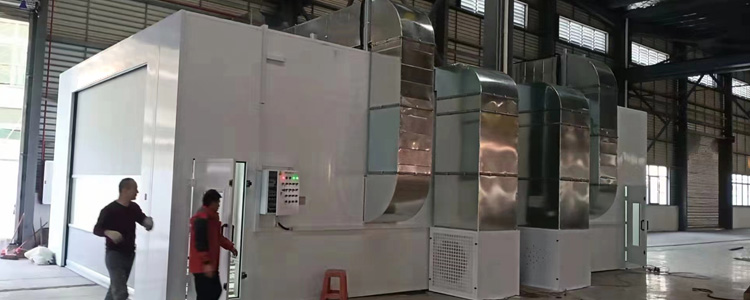 25m Truck Spray Booth With Rockwool Wallboard And Various No Load Speed