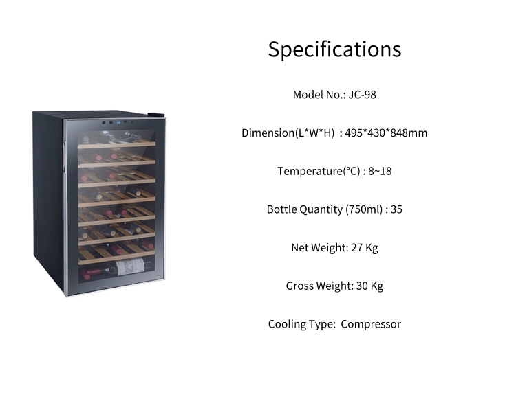 98L Hotel Freestanding Wine Refrigerator , Odorless Wine And Beverage Cooler
