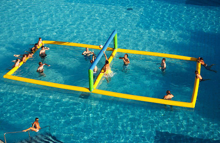 Outdoor Inflatable Beach Games / Inflatable Water Volleyball Court For Seaside