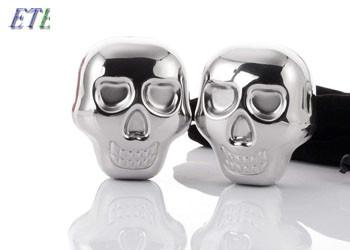 Creative Whiskey Metal Ice Cubes For Scotch , 304 Stainless Steel Skull Head Ice