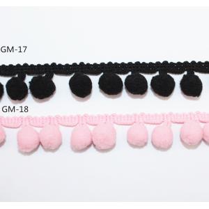 OEKO Black 100% Polyester 3cm Pom Pom Edge