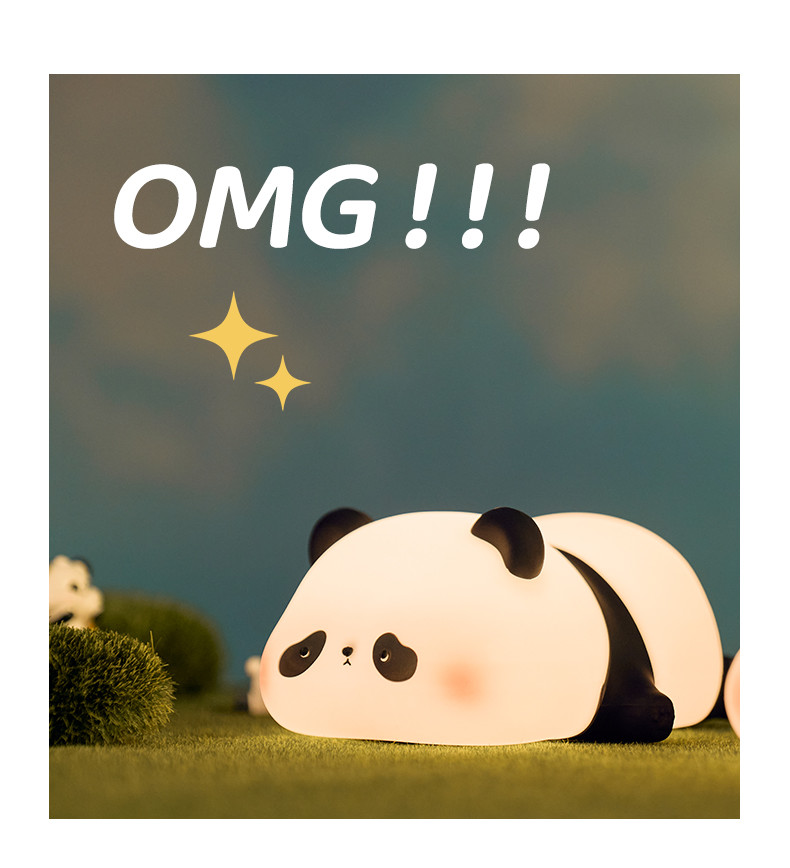 Silicone Panda Lamp 1200mah Sensitive Tap Control Warm White Breathing Light Portable LED USB Rechargeable Night Light