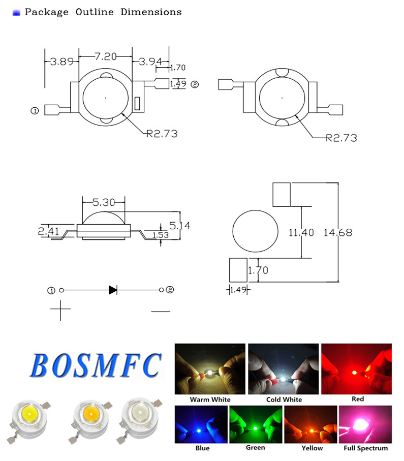 1w High Power LED Lamp Chip 3W lamp Super Red For Spot Light