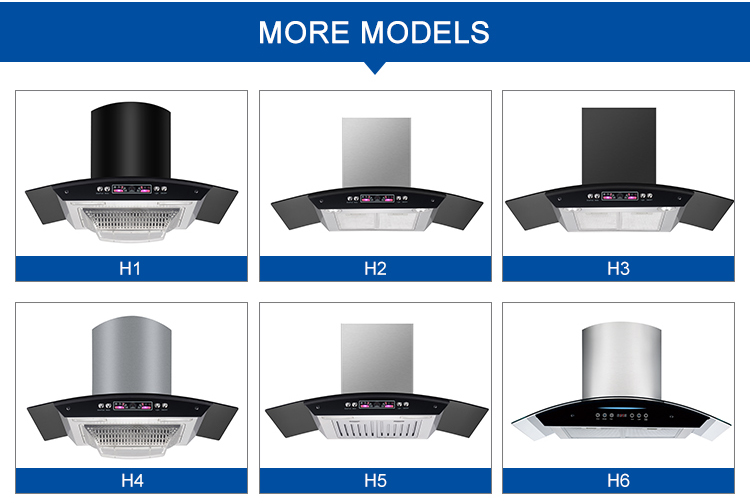 Electric Arc Glass Chimney Hood Stainless Steel Housing App Controlled Kitchen Range Hood