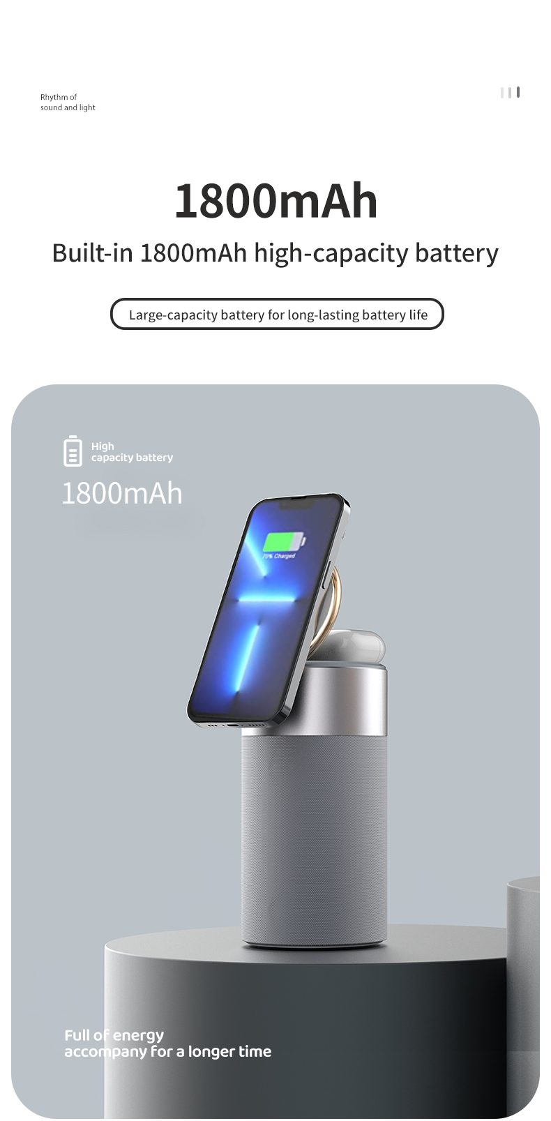 Short Circuit Protection 3 In 1 Multi-Function Magnetic 15W Wireless Charger With Speaker