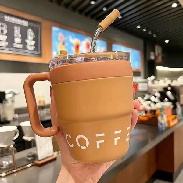 Double Wall Stainless Steel Tumbler with Handle and Straw Lids 16 Oz Vacuum