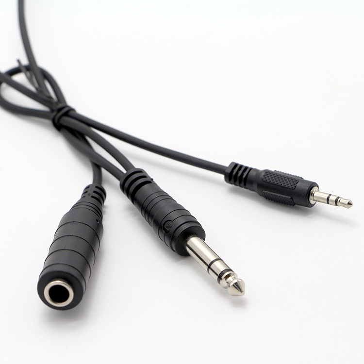 Splitter Male to Female 6.35mm 3.5mm TRS Jack Microphone Audio Cable