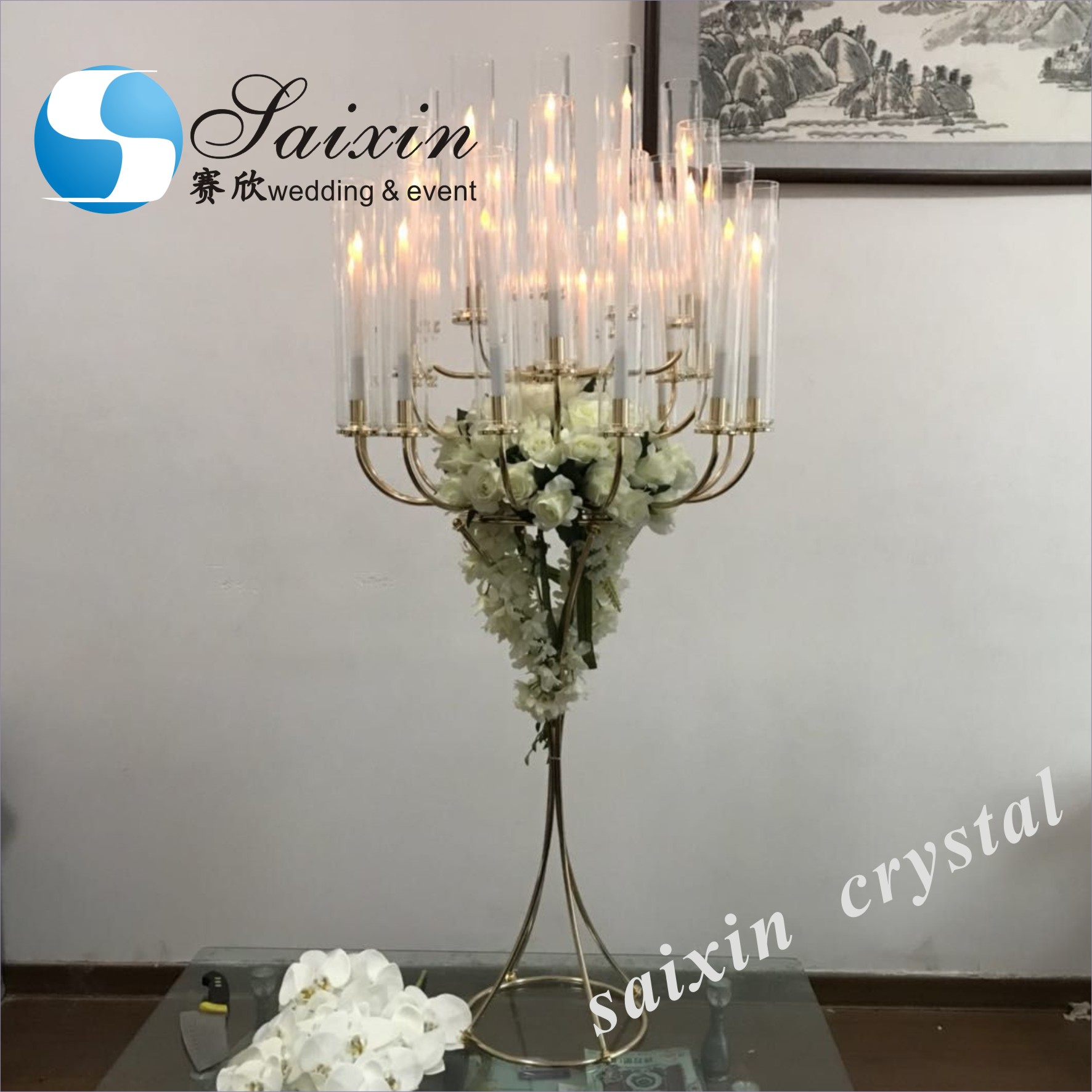 Tall Gold Vases For Wedding Centerpieces Decor 98CM