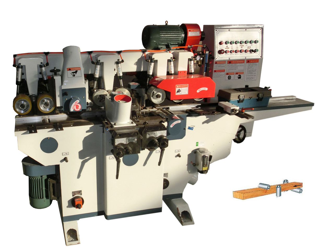 Four sided picture frame moulding machine
