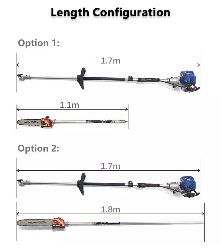 Telescopic 25.4cc Long Pole Chainsaw 2 Stroke Gasoline Pole Saw