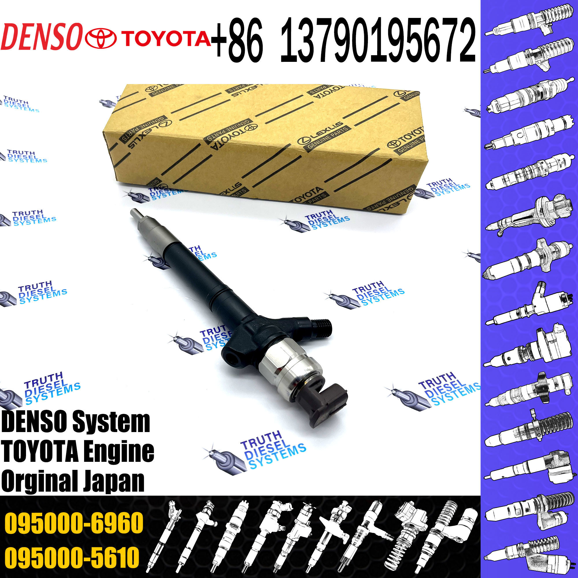 Injector Nozzle 23670-0R030 23670-09240 Injector For Toyota 1AD-FTV Common Rail Injector 095000-6410 095000-6960