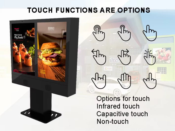 55 Inch Outdoor Drive Thru Digital Signage Waterproof Dual Screen Drive Thru Menu Boards Display Lcd Digital Signage For Outdoor Restaurant