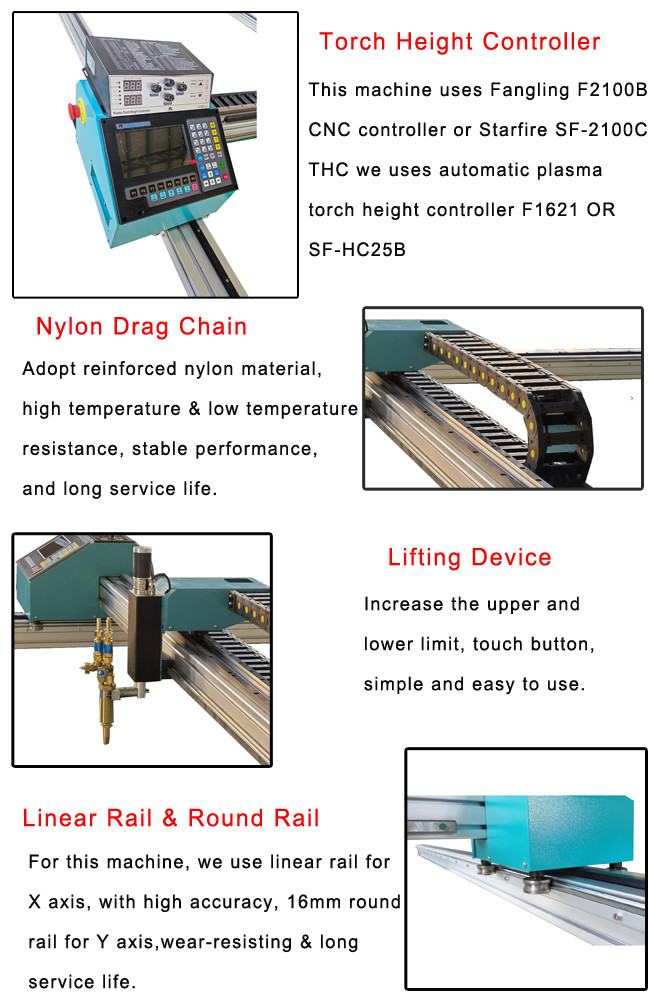 1560 Portable Oxygen Fuel Gantry Plasma Cutting Machine Stepper Motor
