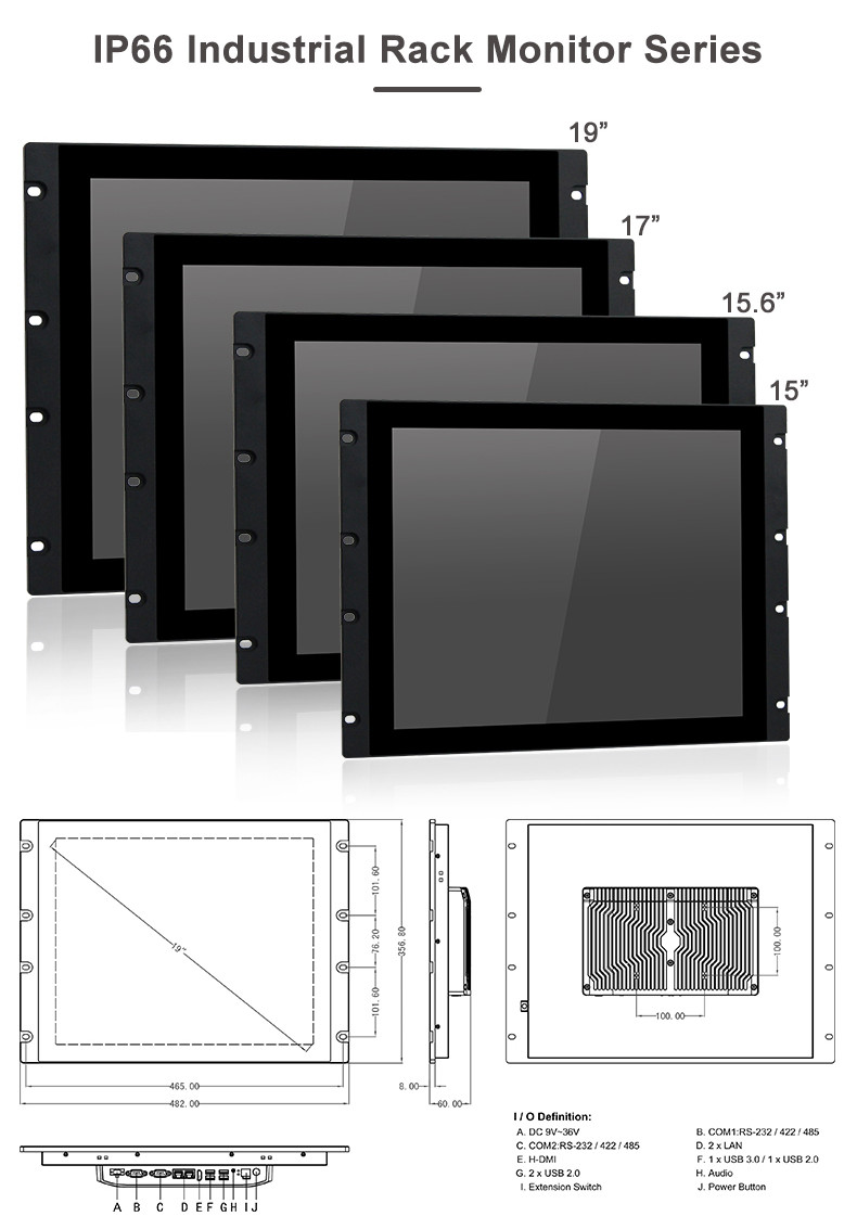 Rack Mounting Capacitive Touch Panel PC Linux 19" industrial HMI panel