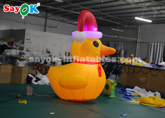Yellow 2m Inflatable Duck Model With Air Blower For Yard Christmas Decorations