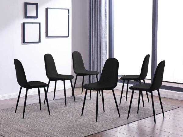 Upholstered Cover Contracted Kitchen Dining Chair Modern Black Metal Dining