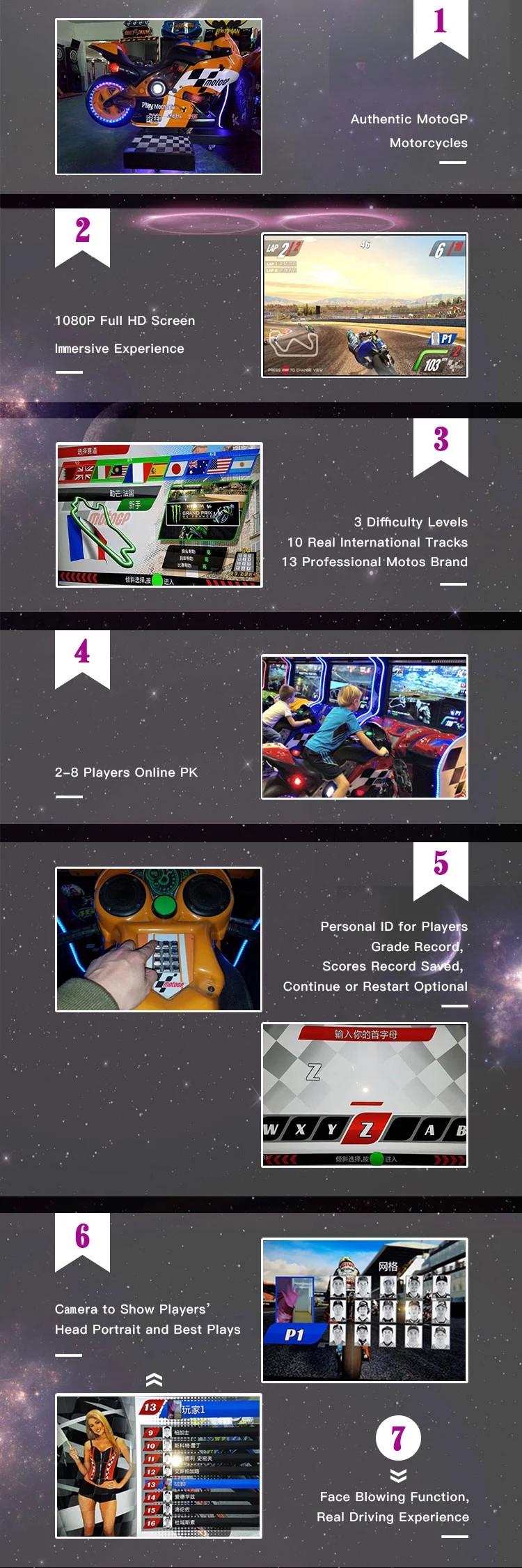 Moto Bike Simulating Arcade Racing Game Machine With Multiple Players Linkable Function