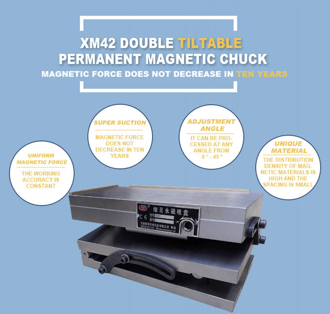 45 Degree 100*175mm Double Tiltable Magnetic Sine Chuck
