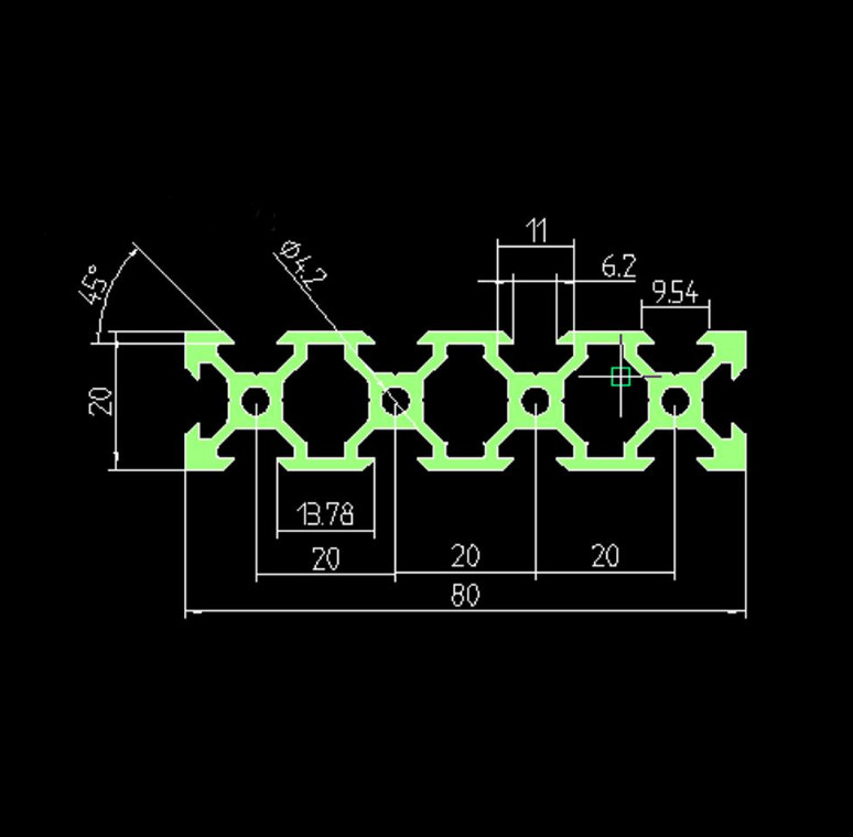 20series 6063 T5 V Shaped Aluminium Extrusion Profile
