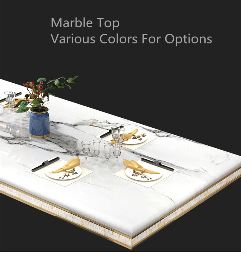 Marble Effect Dining Table And Chairs 200cm Contemporary Stainless Steel Dining Chairs