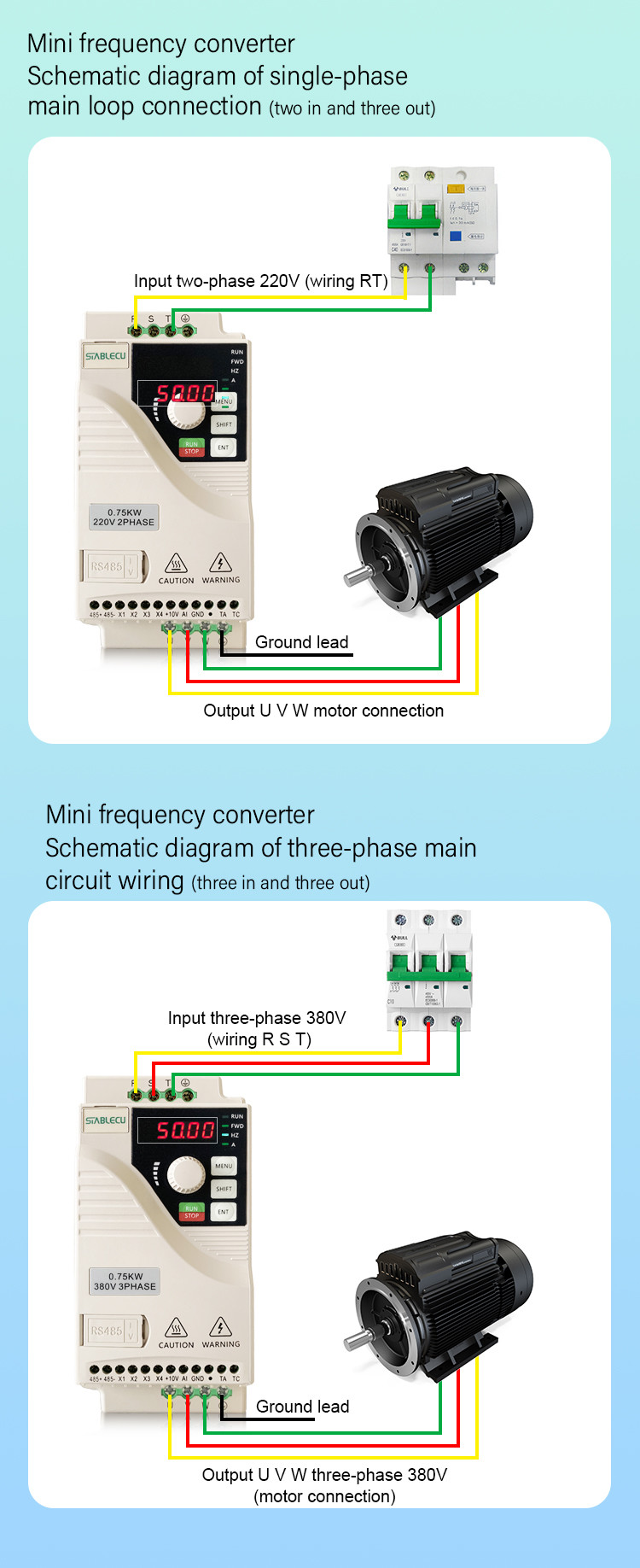 380V 220V Single Phase Frequency Inverter , 0.75KW 1 Phase Frequency Converter