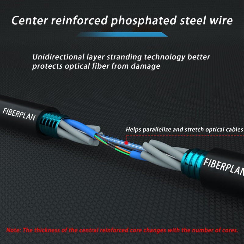 High Strength 4 6 8 12 24 48 Cores Armored Fiber Optic Cable