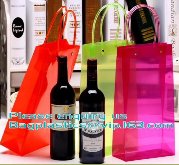 Semitransparent PVC Plastic Tote Bag Environmental PP Packing Gift Bag,fashion transparent PP plastic handle bag with UV
