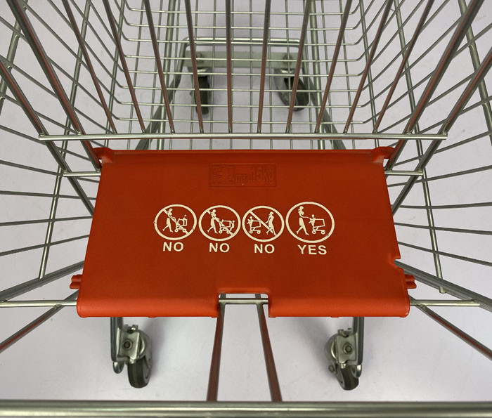 Regular Russian Style Supermarket Grocery Shopping Cart 125L With PU Wheels