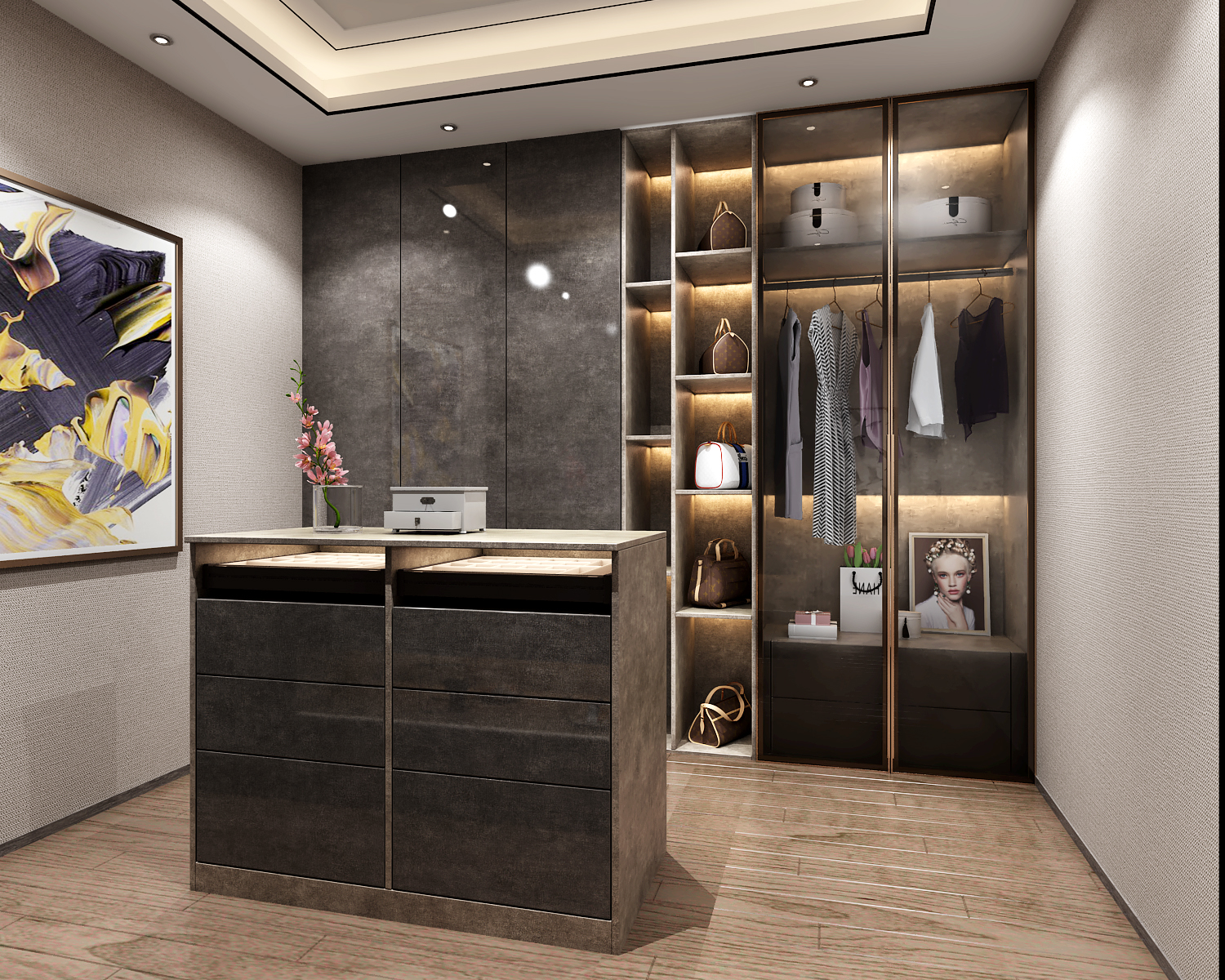 DIY Glass Mirror Wooden Bedroom Wardrobe in Modern Style for Bedroom Requirements