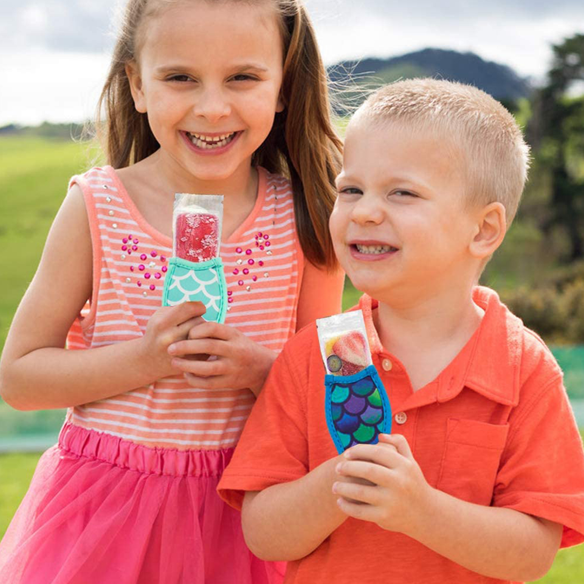 Customize Popsicle Bags Freezer Ice Pop Sleeves Neoprene Anti freezing Ice Pop Holders Fish Pattern Keep Cooler