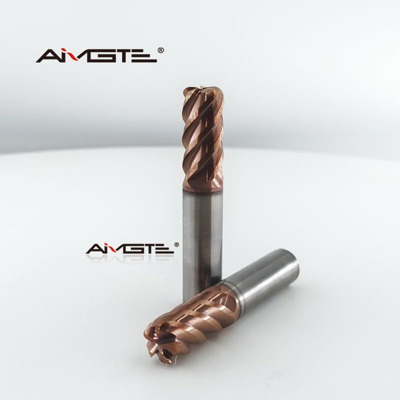 4 Flute Carbide bull nose carbide end mill D12mm TiSiN Coated R2 R3 Corner Radius 45° Helix Angle for Steel Alloy Finishing CNC Milling Cutter for