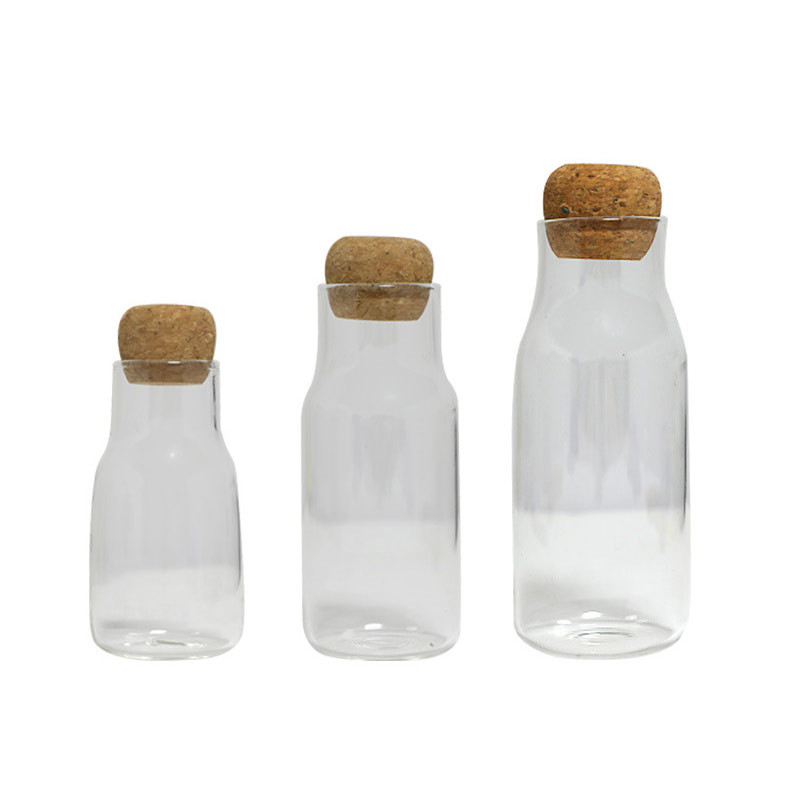 Cork Closure Borosilicate Glass Food Storage Jars