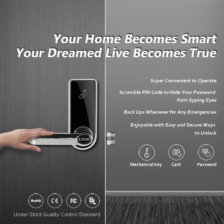 Keypad Keyless Key Card Door Lock Durable And Safe Stainsteel Structur