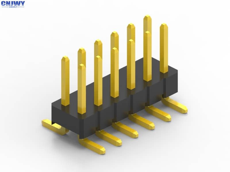  SMT Male Pin Header Connector Right Angle Gold Flash Dual Row Good Insulation Manufactures