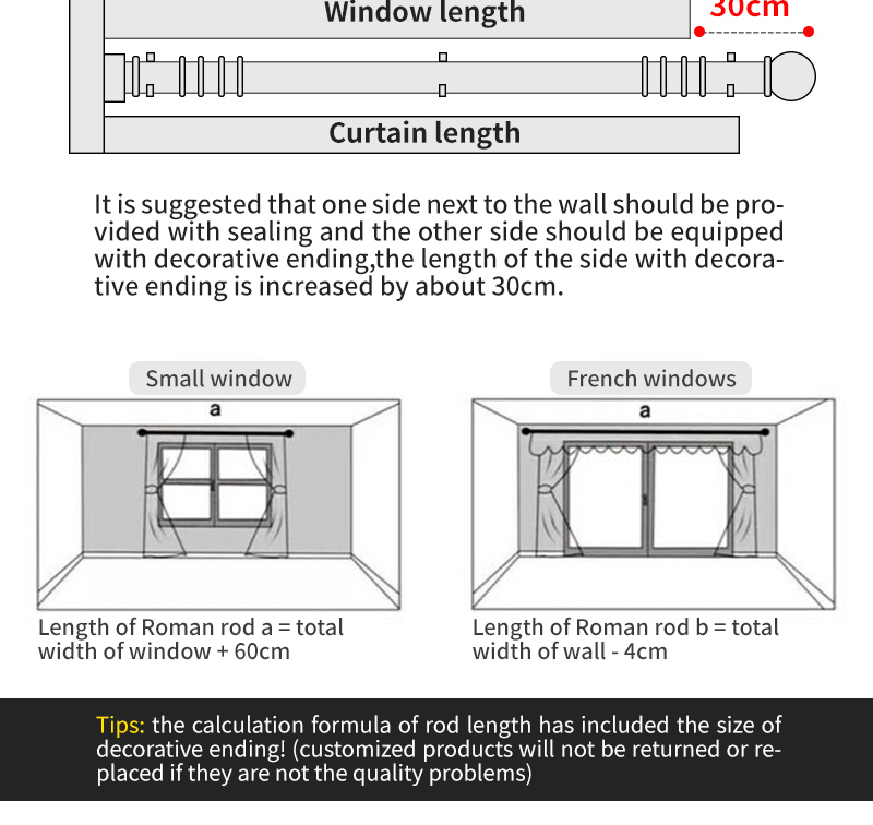 Window Decorative Fitting Stainless Steel Pipe Curtains Metal Double Black Color Curtain Rods
