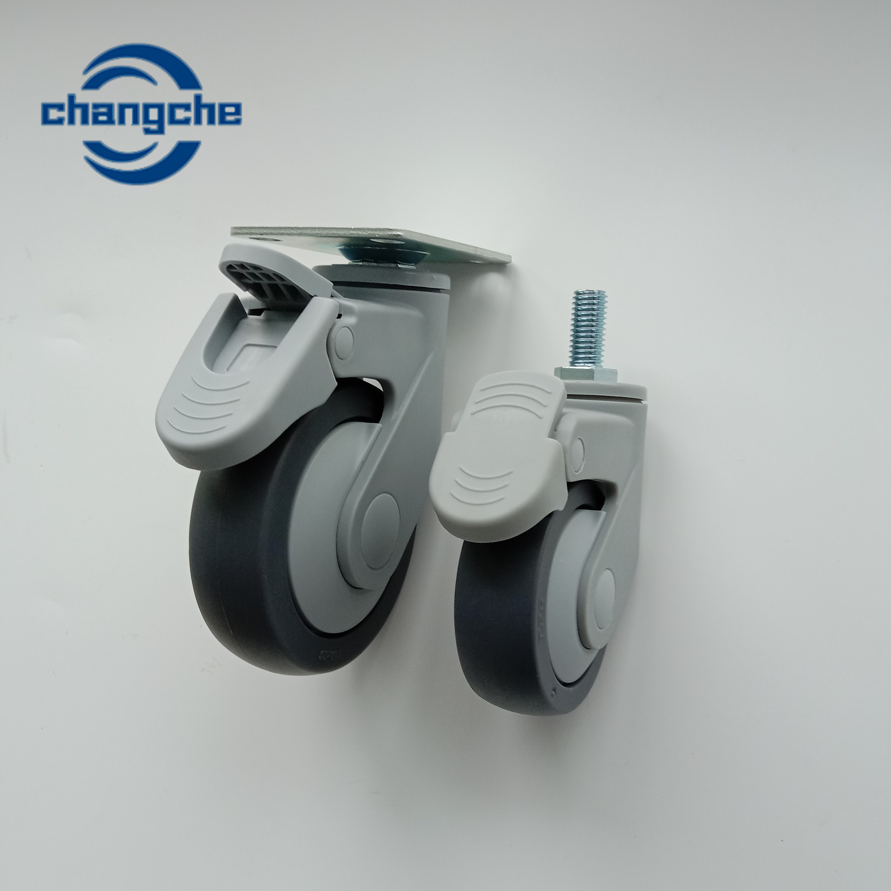 Load Capacity 100 / 200 Lbs Hospital Caster Wheels With Brake Medical Casters With Plate